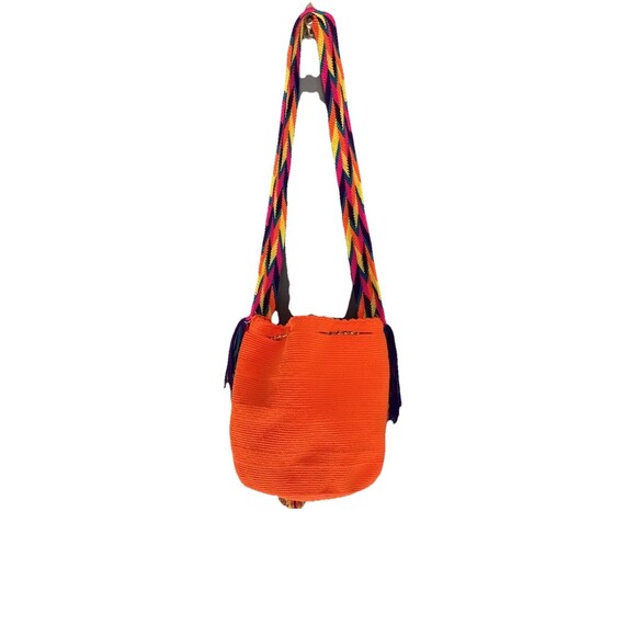 Wayuu Mochila Bag Large Size Orange Handmade from Colombia Crossbody Hobo Bag - Picture 3 of 14